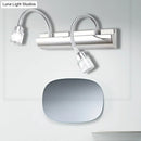 GobekUsa Modernist Crystal Vanity Wall Sconce with Gooseneck Arm - Clear Cylinder Shape, 3 Lights, 12.5"/18" W, Chrome