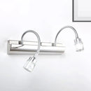 GobekUsa Modernist Crystal Vanity Wall Sconce with Gooseneck Arm - Clear Cylinder Shape, 3 Lights, 12.5"/18" W, Chrome