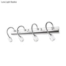 GobekUsa Modernist Crystal Vanity Wall Sconce with Gooseneck Arm - Clear Cylinder Shape, 3 Lights, 12.5"/18" W, Chrome