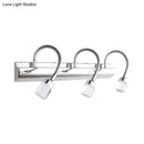 GobekUsa Modernist Crystal Vanity Wall Sconce with Gooseneck Arm - Clear Cylinder Shape, 3 Lights, 12.5"/18" W, Chrome