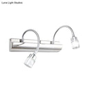 GobekUsa Modernist Crystal Vanity Wall Sconce with Gooseneck Arm - Clear Cylinder Shape, 3 Lights, 12.5"/18" W, Chrome