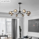 GobekUsa Modernist Cup Shape Chandelier - Smoke Grey Glass with 8 Lights - Black Pendant Lamp for Living Room