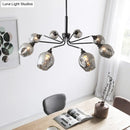 GobekUsa Modernist Cup Shape Chandelier - Smoke Grey Glass with 8 Lights - Black Pendant Lamp for Living Room
