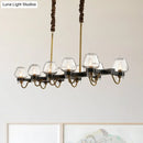 GobekUsa Modernist Dome Island Chandelier - Clear Glass - 8/10 Lights - Black Finish
