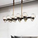 GobekUsa Modernist Dome Island Chandelier - Clear Glass - 8/10 Lights - Black Finish