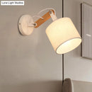 GobekUsa Modernist Fabric Cylinder Wall Lamp with Adjustable Wood Arm and White Bulb