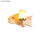 GobekUsa Modernist Cracked Glass Cylinder Wall Mount Sconce Lamp - 1 Light Bedroom Lighting with Fish Wood Backplate
