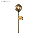GobekUsa Modernist Glass Round Sconce Lamp: 1-Light Wall Mounted Light in Gold for Living Room