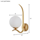 GobekUsa Modernist White Glass Wall Mount Sconce Light - Global Design, 1-Bulb Gold Lighting for Bedroom (6"/8" Wide)