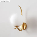 GobekUsa Modernist White Glass Wall Mount Sconce Light - Global Design, 1-Bulb Gold Lighting for Bedroom (6"/8" Wide)