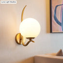 GobekUsa Modernist White Glass Wall Mount Sconce Light - Global Design, 1-Bulb Gold Lighting for Bedroom (6"/8" Wide)