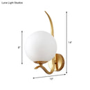 GobekUsa Modernist White Glass Wall Mount Sconce Light - Global Design, 1-Bulb Gold Lighting for Bedroom (6"/8" Wide)