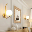 GobekUsa Modernist White Glass Wall Mount Sconce Light - Global Design, 1-Bulb Gold Lighting for Bedroom (6"/8" Wide)