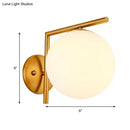 GobekUsa Modernist Milk Glass Globe Sconce with Gold Wall Mount - 1 Head, 6"/8" Width