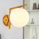 GobekUsa Modernist Milk Glass Globe Sconce with Gold Wall Mount - 1 Head, 6"/8" Width