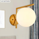 GobekUsa Modernist Milk Glass Globe Sconce with Gold Wall Mount - 1 Head, 6"/8" Width