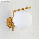 GobekUsa Modernist Milk Glass Globe Sconce with Gold Wall Mount - 1 Head, 6"/8" Width