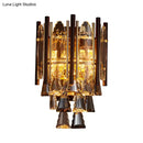 GobekUsa Modernist Beveled K9 Crystal Gold Sconce Wall Lamp with 2 Heads