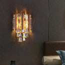 GobekUsa Modernist Beveled K9 Crystal Gold Sconce Wall Lamp with 2 Heads