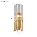 GobekUsa Modernist Metal LED Wall Sconce Light with Crystal Prism: Cylinder Wall Fixture in Brass/Gold