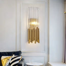 GobekUsa Modernist Metal LED Wall Sconce Light with Crystal Prism: Cylinder Wall Fixture in Brass/Gold