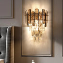 GobekUsa Tiered Crystal Wall Sconce - Modernist Clear & Smoke Gray Wall Lighting Fixture