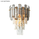 GobekUsa Tiered Crystal Wall Sconce - Modernist Clear & Smoke Gray Wall Lighting Fixture