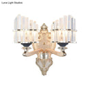 GobekUsa Modernist Conical Shade Wall Light Fixture with Crystal Rods - Gold - Ideal for Living Room