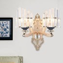 GobekUsa Modernist Conical Shade Wall Light Fixture with Crystal Rods - Gold - Ideal for Living Room