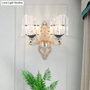 GobekUsa Modernist Conical Shade Wall Light Fixture with Crystal Rods - Gold - Ideal for Living Room