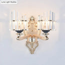 GobekUsa Modernist Conical Shade Wall Light Fixture with Crystal Rods - Gold - Ideal for Living Room