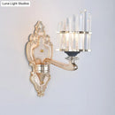 GobekUsa Modernist Conical Shade Wall Light Fixture with Crystal Rods - Gold - Ideal for Living Room
