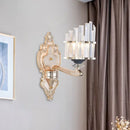 GobekUsa Modernist Conical Shade Wall Light Fixture with Crystal Rods - Gold - Ideal for Living Room