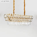 GobekUsa Modernist Gold Crystal Pendant Light with 10-Bulb Quatrefoil Tiered Design