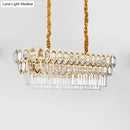 GobekUsa Modernist Gold Crystal Pendant Light with 10-Bulb Quatrefoil Tiered Design