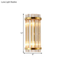 GobekUsa Modernist Gold Cylinder Wall Lamp with Crystal Rod Shade - 2 Lights Wall Mount Lighting