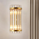 GobekUsa Modernist Gold Cylinder Wall Lamp with Crystal Rod Shade - 2 Lights Wall Mount Lighting