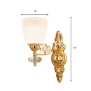 GobekUsa Modernist Glass Cone Wall Mount Light with Crystal Accent - Gold Finish