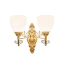 GobekUsa Modernist Glass Cone Wall Mount Light with Crystal Accent - Gold Finish