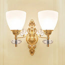 GobekUsa Modernist Glass Cone Wall Mount Light with Crystal Accent - Gold Finish