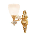 GobekUsa Modernist Glass Cone Wall Mount Light with Crystal Accent - Gold Finish
