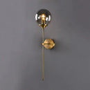 GobekUsa Modernist Glass Round Sconce Lamp: 1-Light Wall Mounted Light in Gold for Living Room