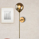 GobekUsa Modernist Glass Round Sconce Lamp: 1-Light Wall Mounted Light in Gold for Living Room