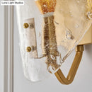 GobekUsa Modernist Glass Shield Wall Lamp: Golden Sconce Light with Arm