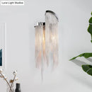 GobekUsa Modernist Aluminum Tassel Wall Sconce Light in Gold/Silver for Living Room