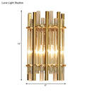 GobekUsa Modernist Style Tubular Wall Sconce with Clear Crystal, Metal Frame, and 1 Light – Ideal for Bedroom Lighting
