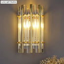 GobekUsa Modernist Style Tubular Wall Sconce with Clear Crystal, Metal Frame, and 1 Light – Ideal for Bedroom Lighting