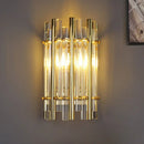 GobekUsa Modernist Style Tubular Wall Sconce with Clear Crystal, Metal Frame, and 1 Light – Ideal for Bedroom Lighting
