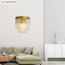 GobekUsa Modernist Style Gold Wall Lamp with Clear Faceted Crystal and 2 Bulbs - Elegant Wall Light Fixture