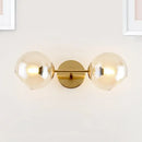 GobekUsa Modernist Gold Wall Lamp with Clear Glass Shade - 2 Lights Spherical Mount Fixture